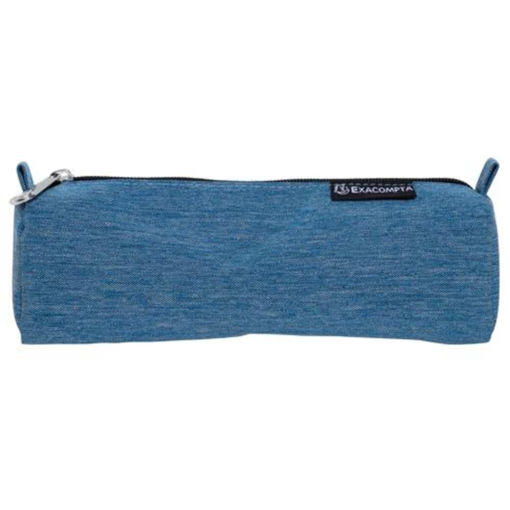 Picture of EXACOMPTA DENIM 500 ROUND PENCIL CASE BLUE